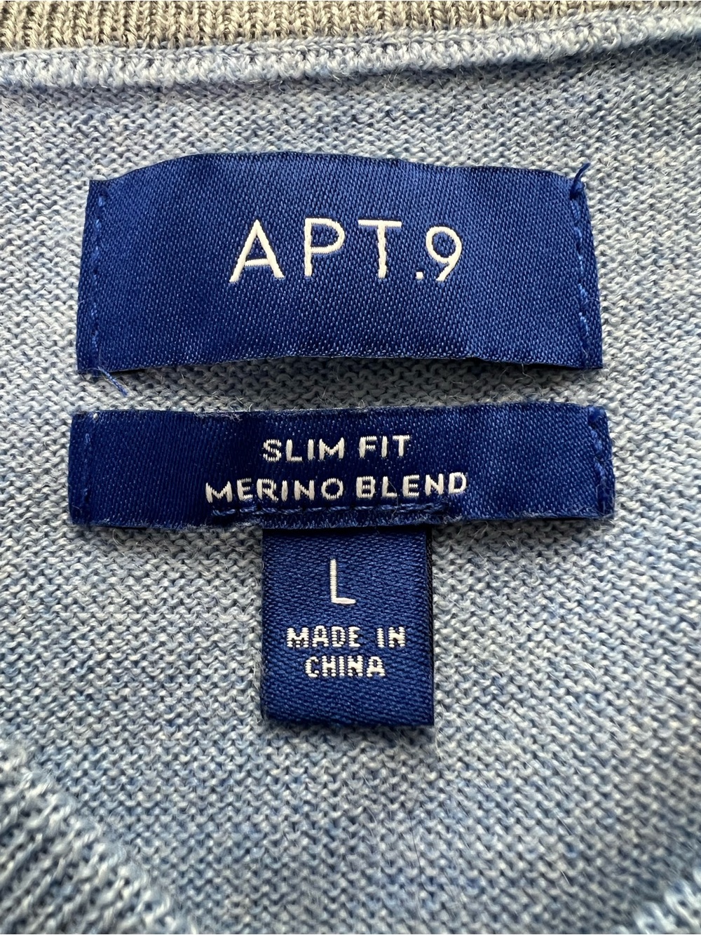 Apt 9 Light Blue Merino Wool Blend V-neck Slim Fit Summer Fall Vacation Sweater - Picture 3 of 9